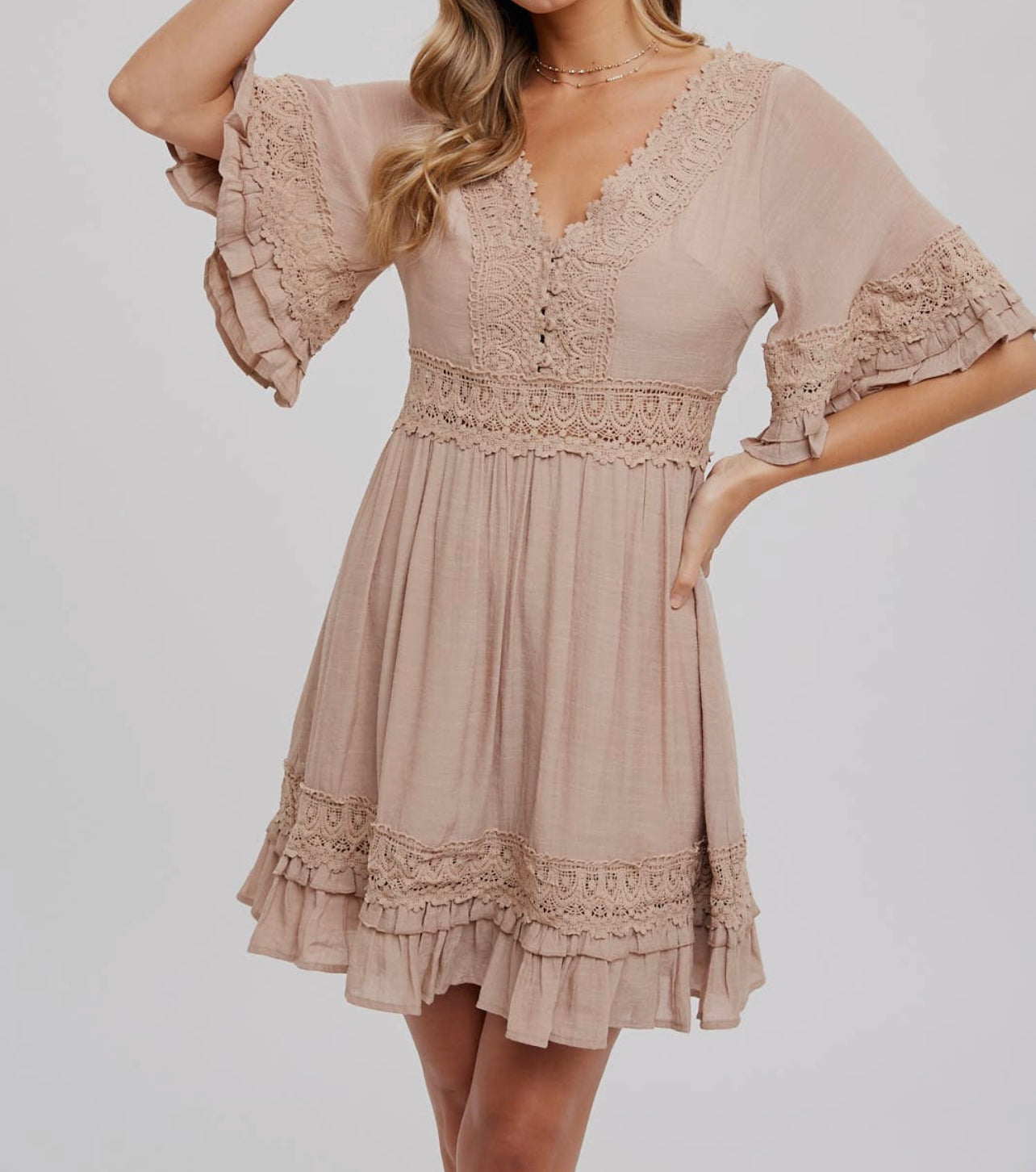 Lacy Dress in Latte